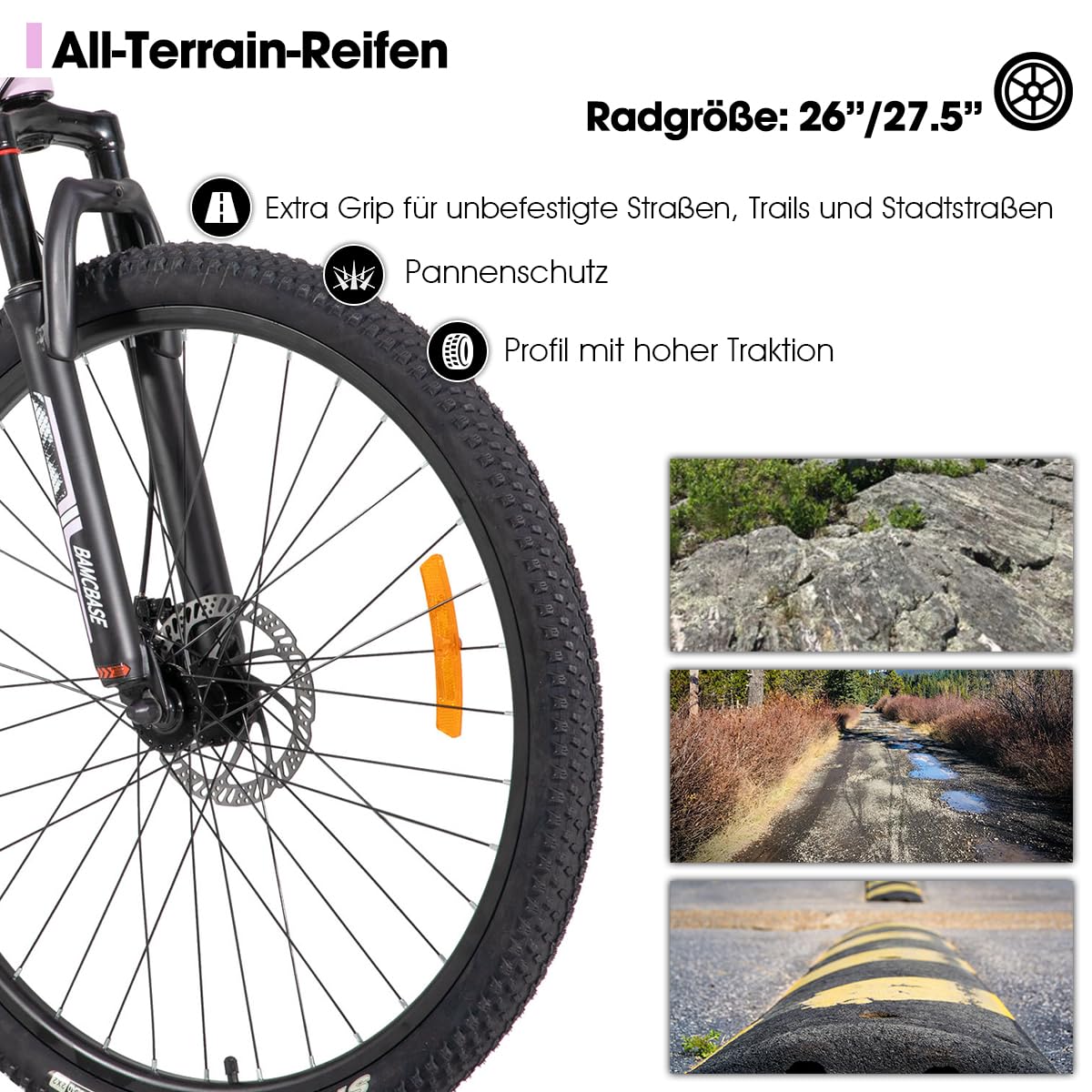 Hiland 26 27,5 Zoll Mountainbike, Herren Damen MTB mit Aluminiumrahmen, 21 Gänge Hardtail-Fahrrad für Erwachsene mit Scheibenbremse, Schwarz/Blau/Grün/Lila/Weiß