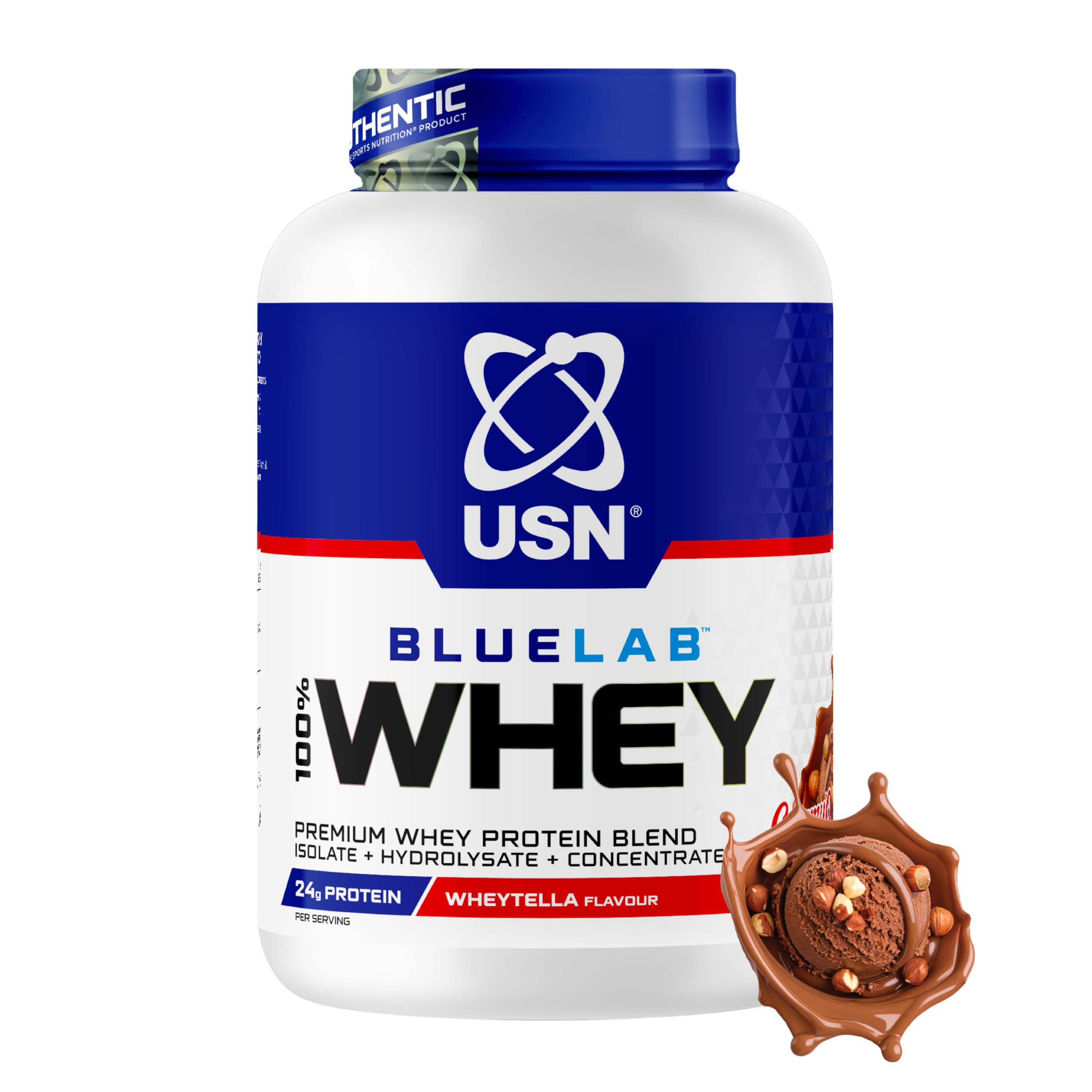 Usn Blue Lab Whey Wheytella 2 Kg, 100 Percent Lean Muscle Protein Powder, Ideal For Recovery & Maintenance (Packaging May Vary)