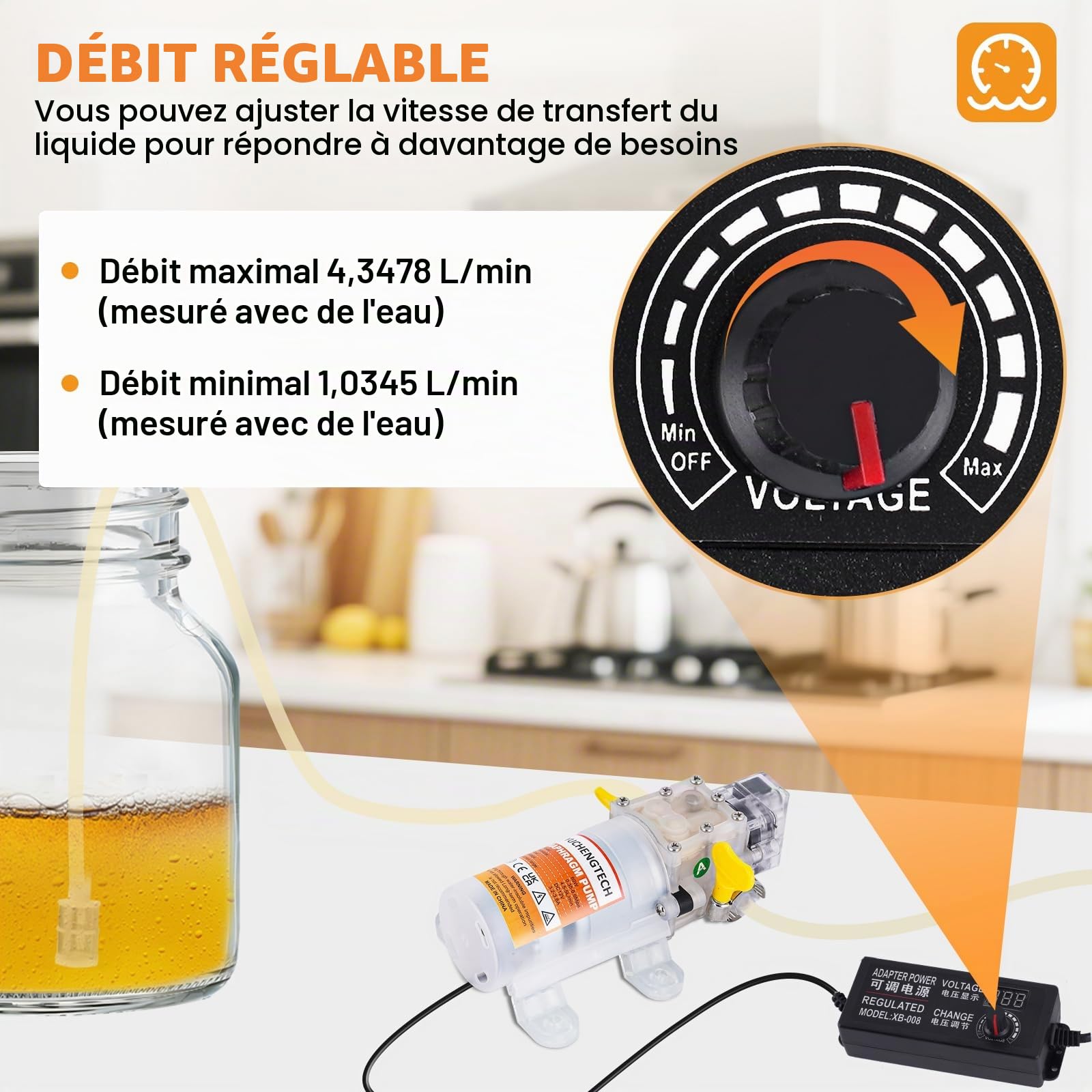 YUCHENGTECH Pompe a Vin Electrique Auto-amorçante 12V avec Contrôle Débit | Pompe de Transfert Qualité Alimentaire, Pistolet de Remplissage Liquide,Tuyau 4m,2 Filtres Inclus,pour Bière/Vin/Boissons