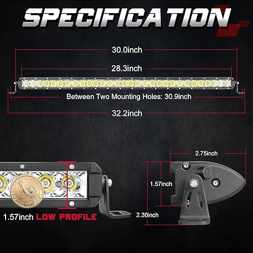 Miniatura 9 de OFFROADTOWN Barra de luz LED de 6 pulgadas, de una sola fila, vainas LED delgadas para conducción en todo terreno, luces antiniebla, luces de