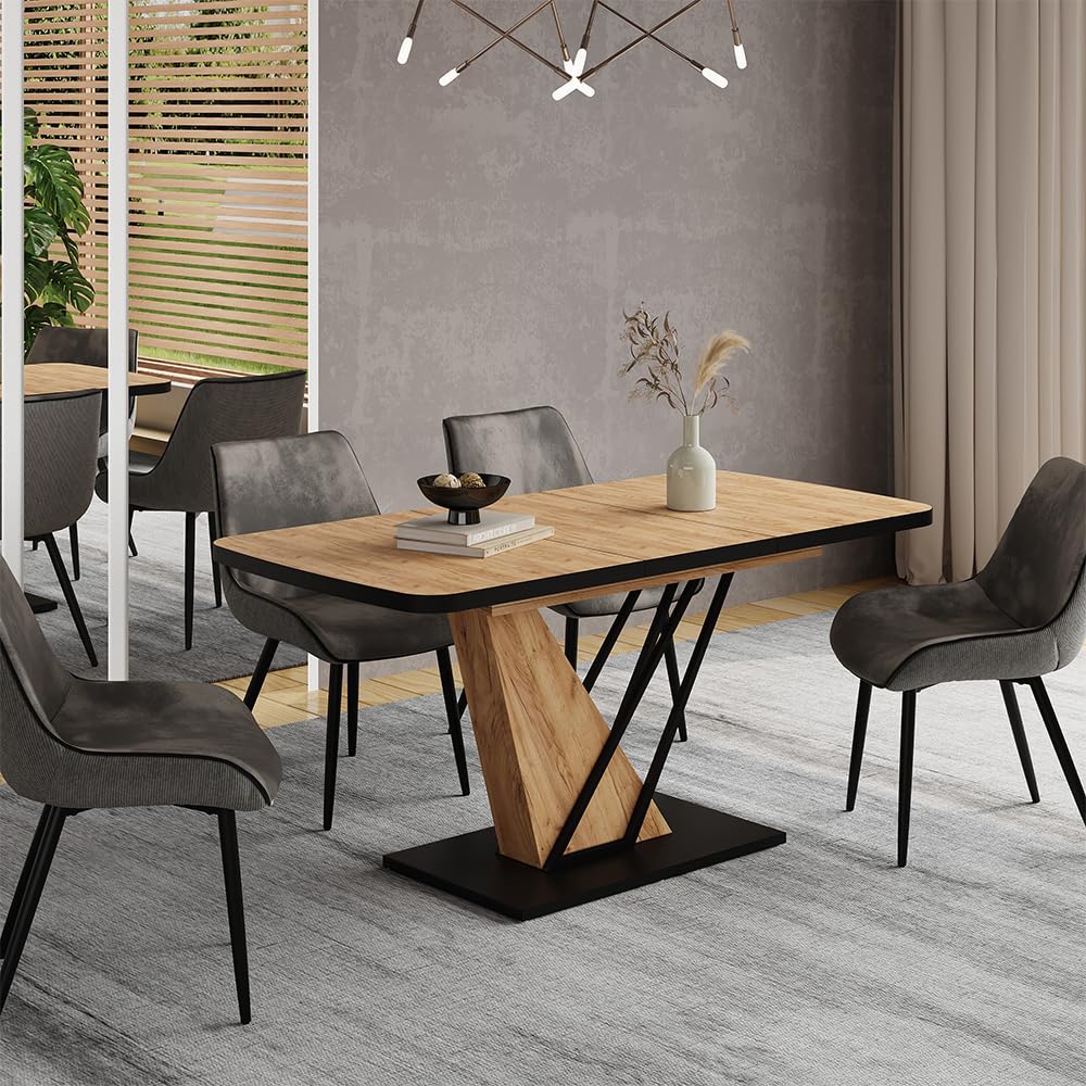 Vicco Table de Salle à Manger Fenaro, Chêne doré, 120-160 x 80 cm | extensible, extensible jusqu'à 160 cm avec rallonge intégrée