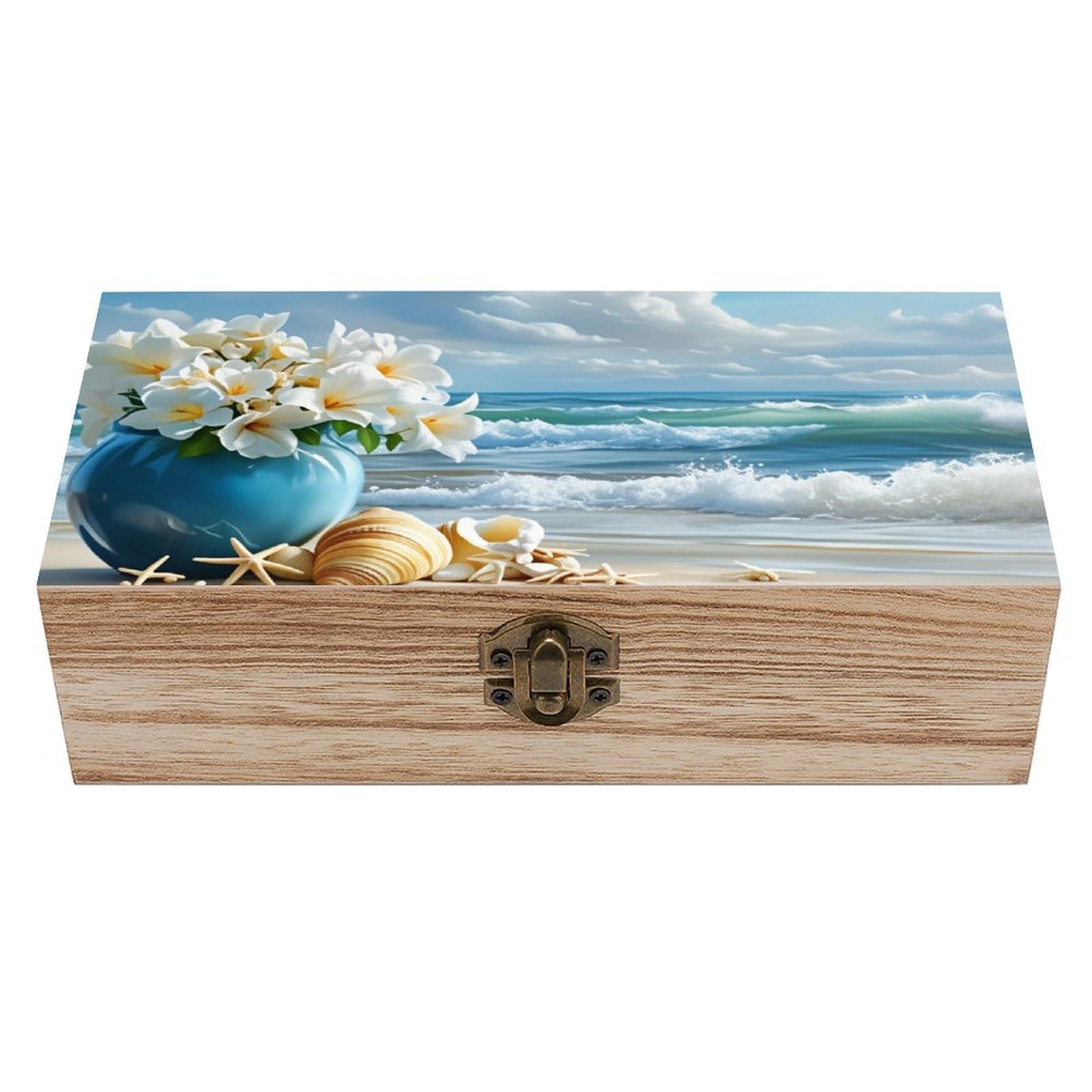 asbwuo Beach Vintage Wooden Keepsake Box