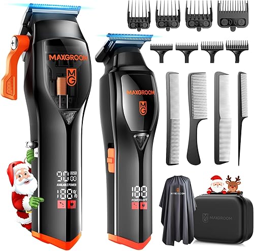 Cortadora de pelo profesional para hombres, motor magnético de 9000 RPM, cuchillas DLC inalámbricas, recortadora de barba, kit de corte de pelo,