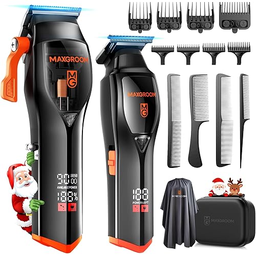 Professional Hair Clippers for Men, 9000 RPM Magnetic Motor, DLC Blades Cordless Hair Cutting Clippers, Beard Trimmer, Haircut Kit, Perfect for Barber Fades, Christmas Gifts for Men