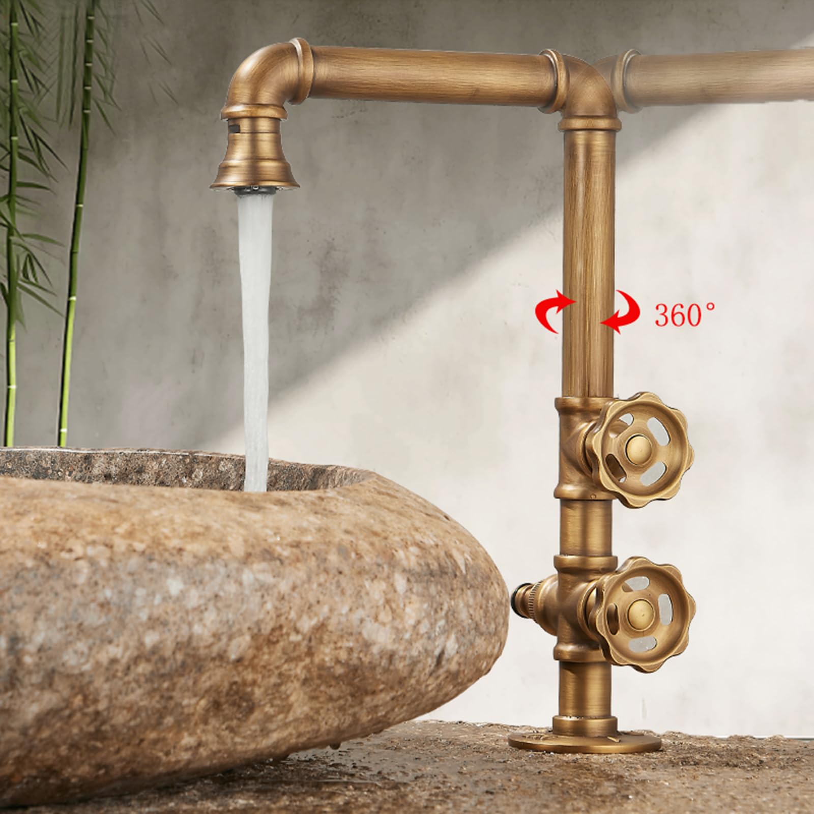 Grifo Exterior Doble Salida Antiguo con Interfaz Roscada De 1/2 Pulgada Grifo Agua Fria Orificio Único
