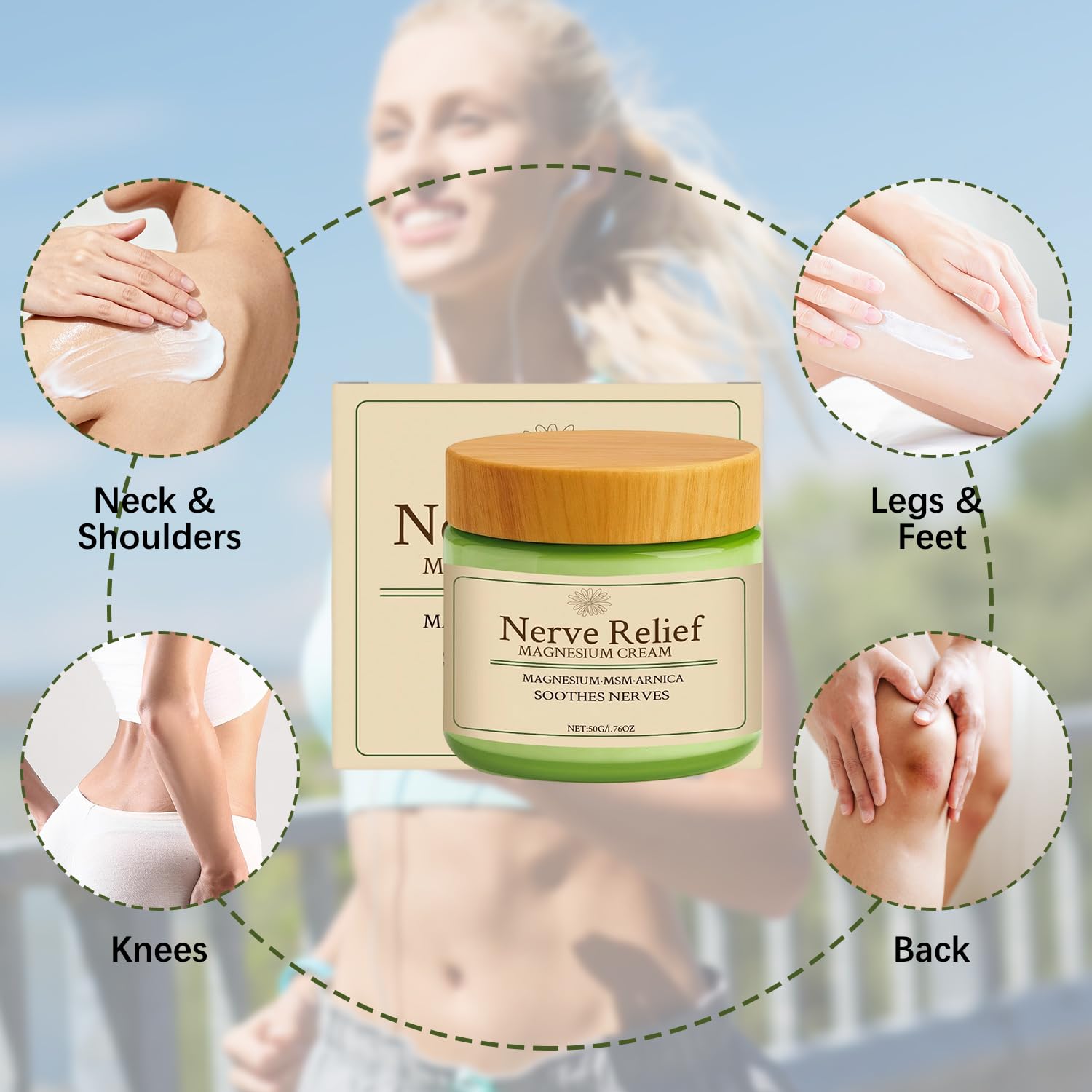 2 creme naturali al magnesio con MSM e arnica, ingredienti delicati per alleviare e rilassarsi, crema per la cura del corpo
