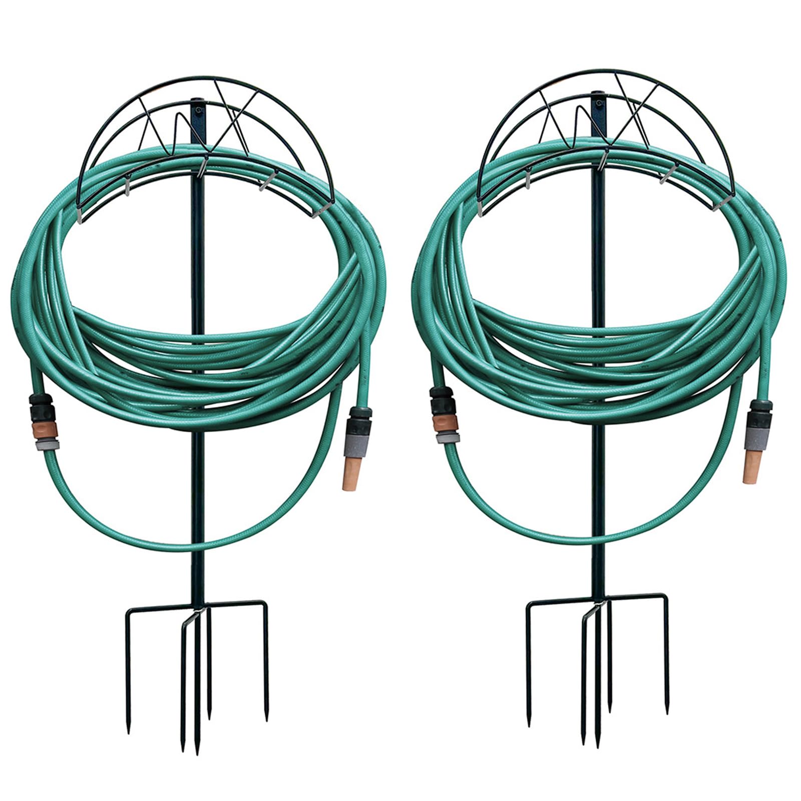 Silintion Garden Water Hose Holder 2 pack Freestanding Heavy Duty Metal Hose Hanger Holders Organizer Outdoor, Hose Rack for Outside Yard black