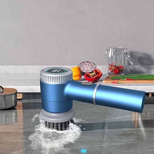 Miniatura 4 de Limpiador eléctrico giratorio, cepillo de limpieza eléctrico recargable de 3 velocidades con 5 cepillos reemplazables, limpiador giratorio