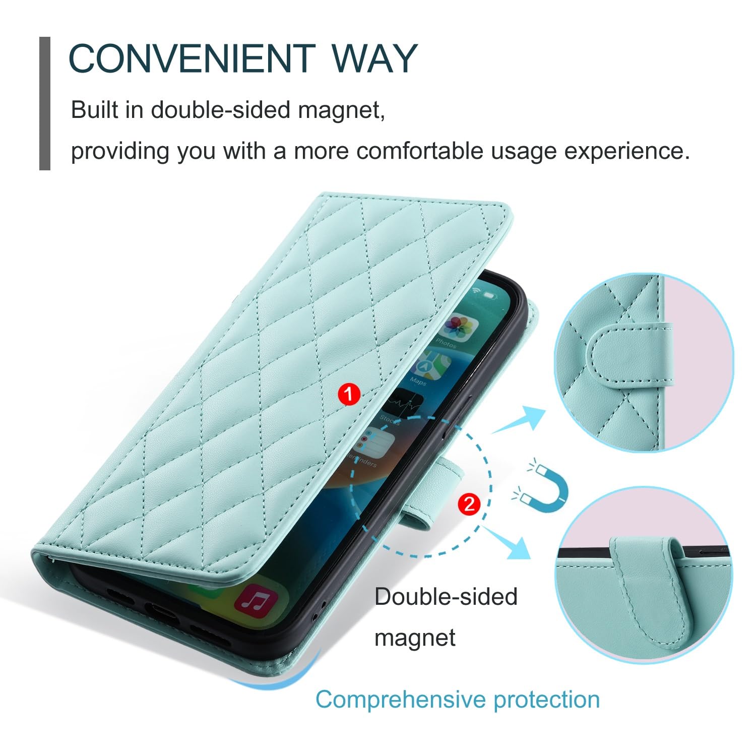 BOCTECH Cover A Libro Portafoglio Per Google Pixel 8 Pro – Pelle PU E Silicone, Con Porta Carte E Supporto, Nero - 4