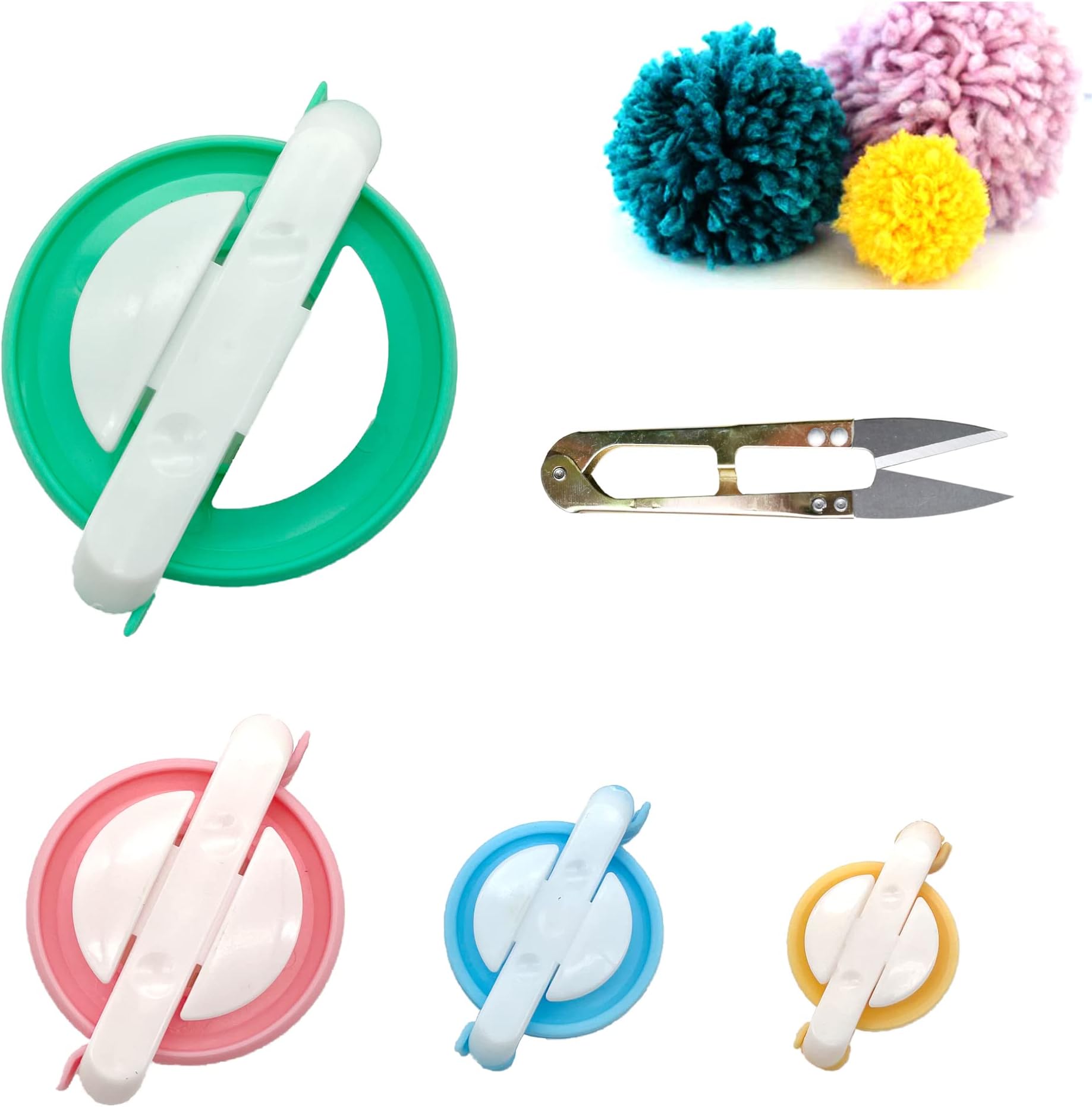 Pompom Maker Kit 4 Sizes Pom Pom Making Tool Set with Small Scissors