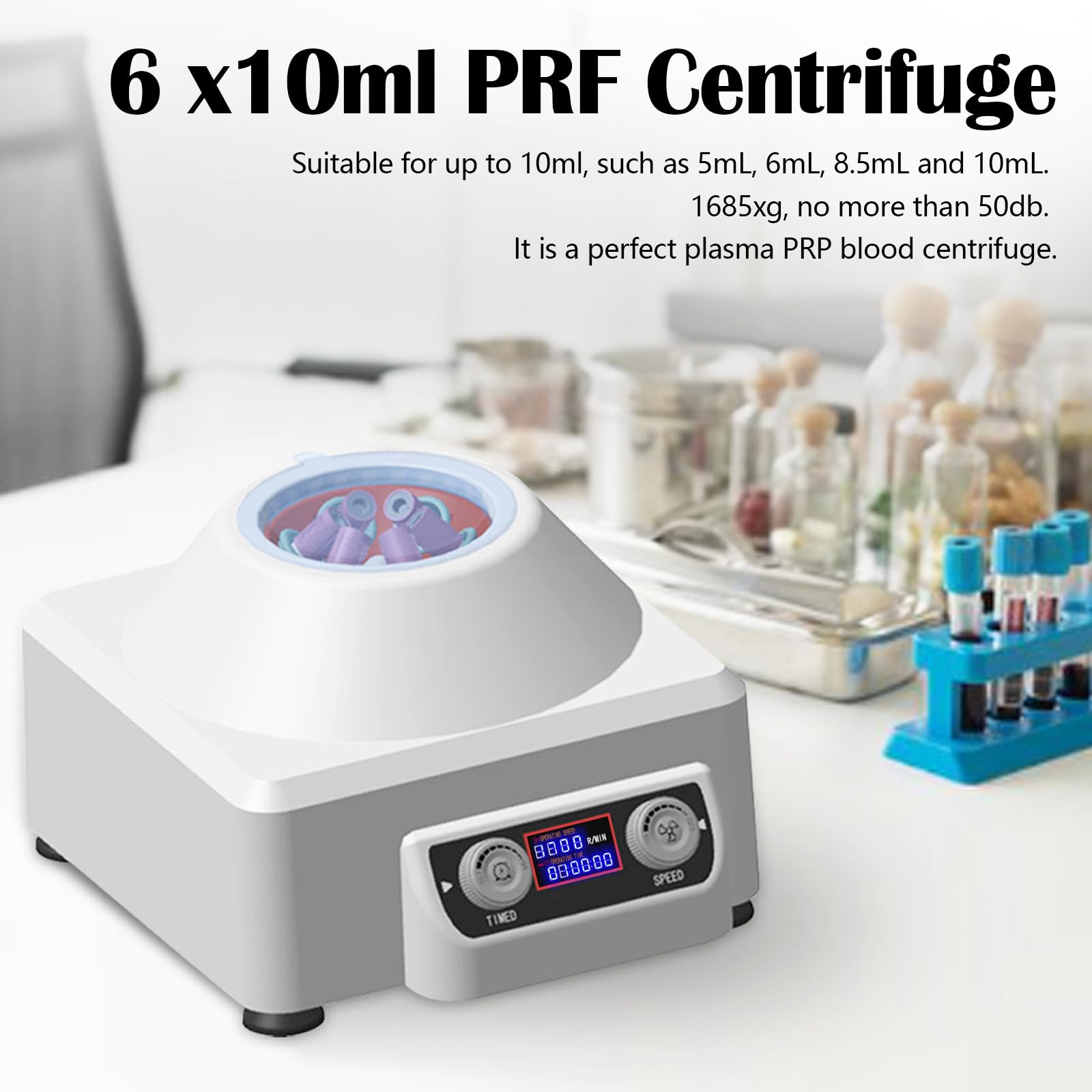 Centrífuga de Laboratorio 4000rpm 1685xg 6x10ml PRP Portátil