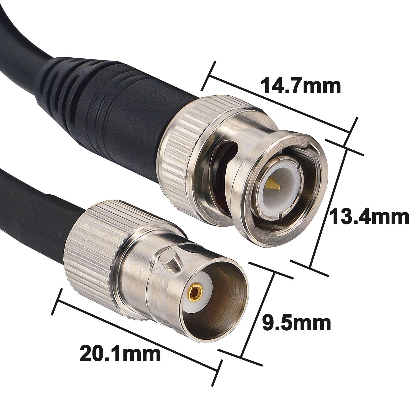 Cavo coassiale RG58/U BNC da 15 m maschio BNC femmina BNC cavo di prolunga BNC cavo antenna BNC cavo di alimentazione SDI per telecamera di sorveglianza CCTV