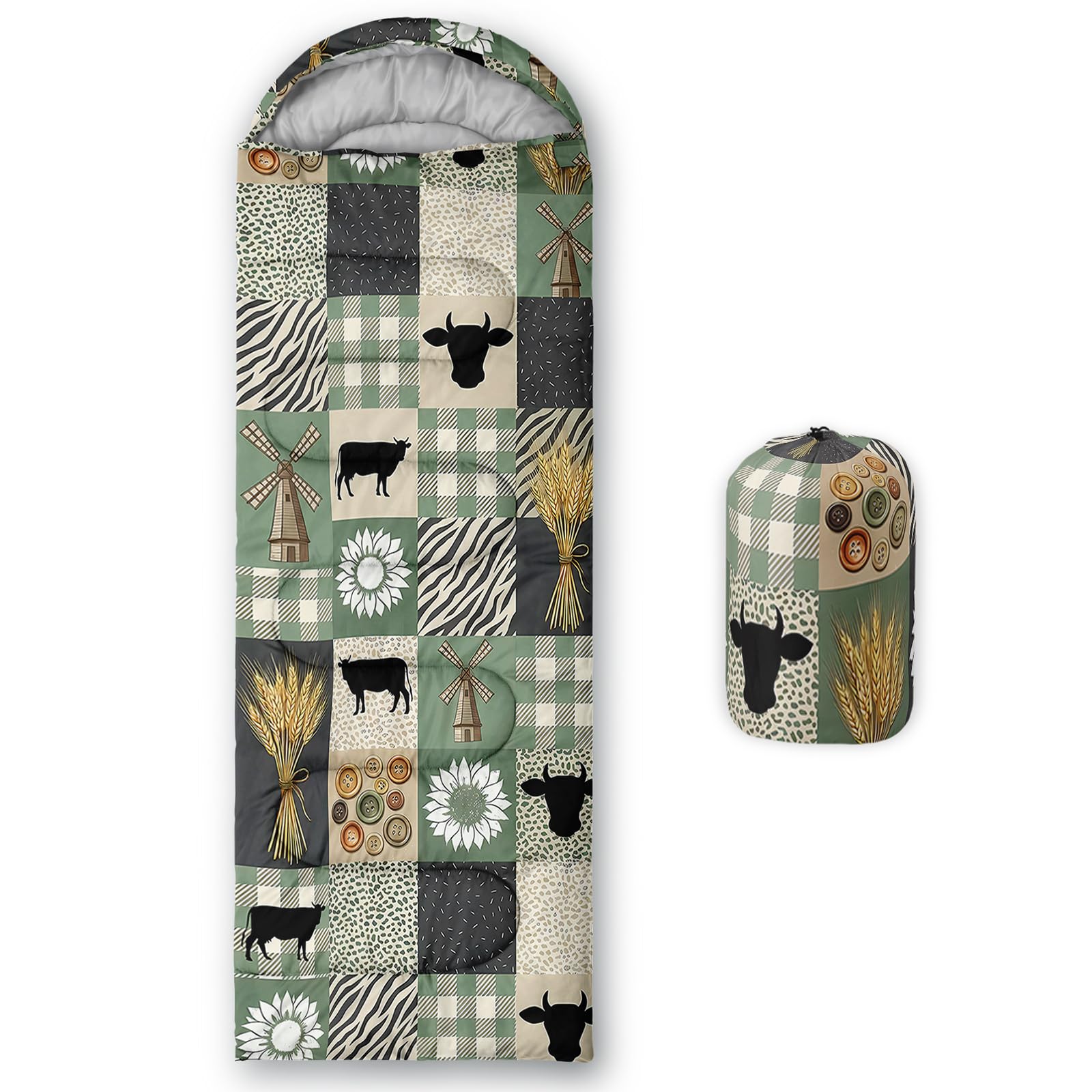 QOOMO Ball Flower Camping Sleeping Bags,3 Season Warm &amp; Cool Weather,Lightweight,Waterproof Sleeping Bags for Adults &amp; Kids,Traveling,and Outdoors,Camping Gear Equipment