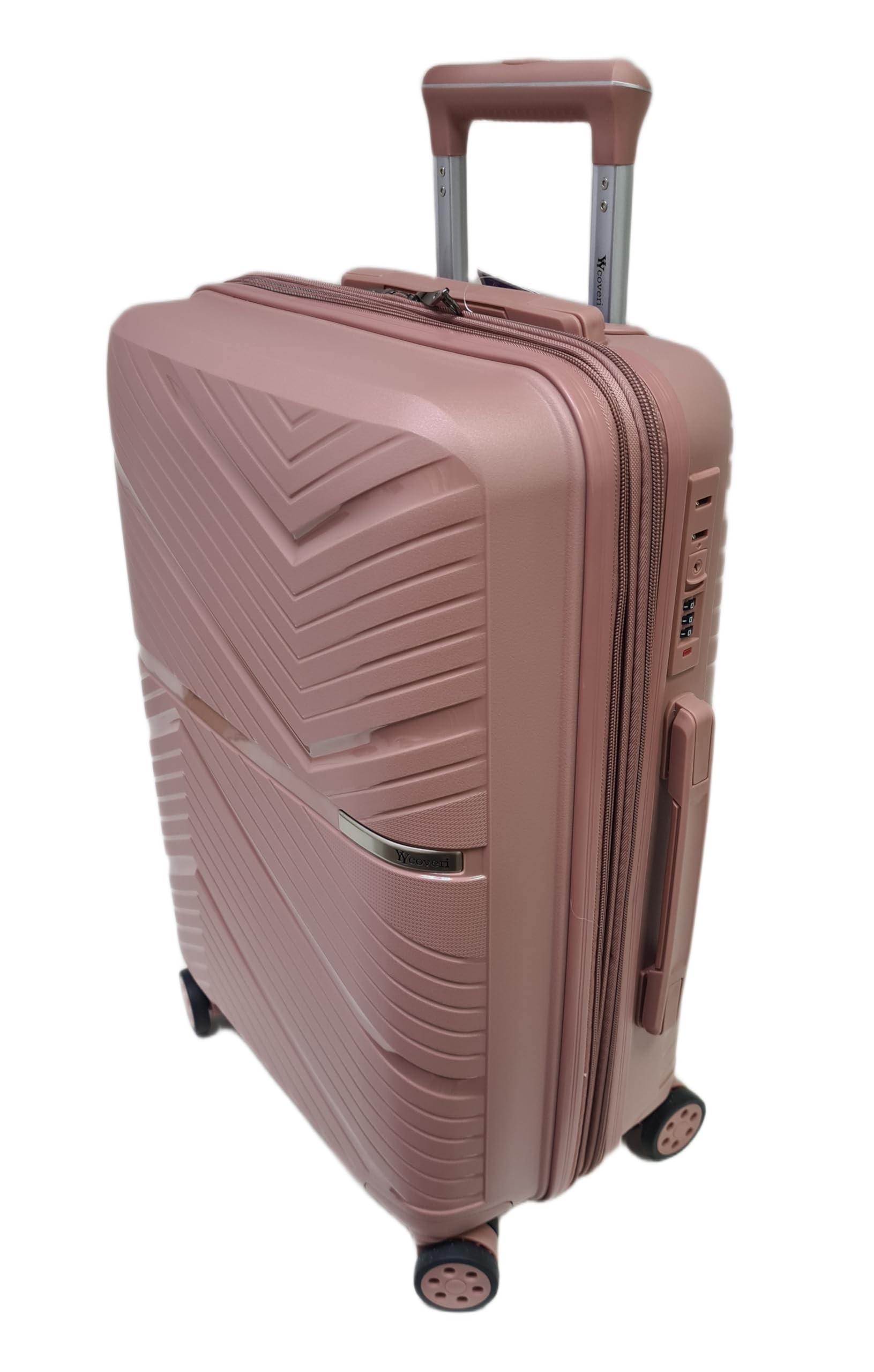COVERI COLLECTION Trolley Rigido Bagaglio a Mano Espandibile 55x40x20 cm, 4 Rotelle Girevoli 360°, Approvato Compagnie Aeree Low Cost, Scocca ABS Resistente, 27L, Rosa