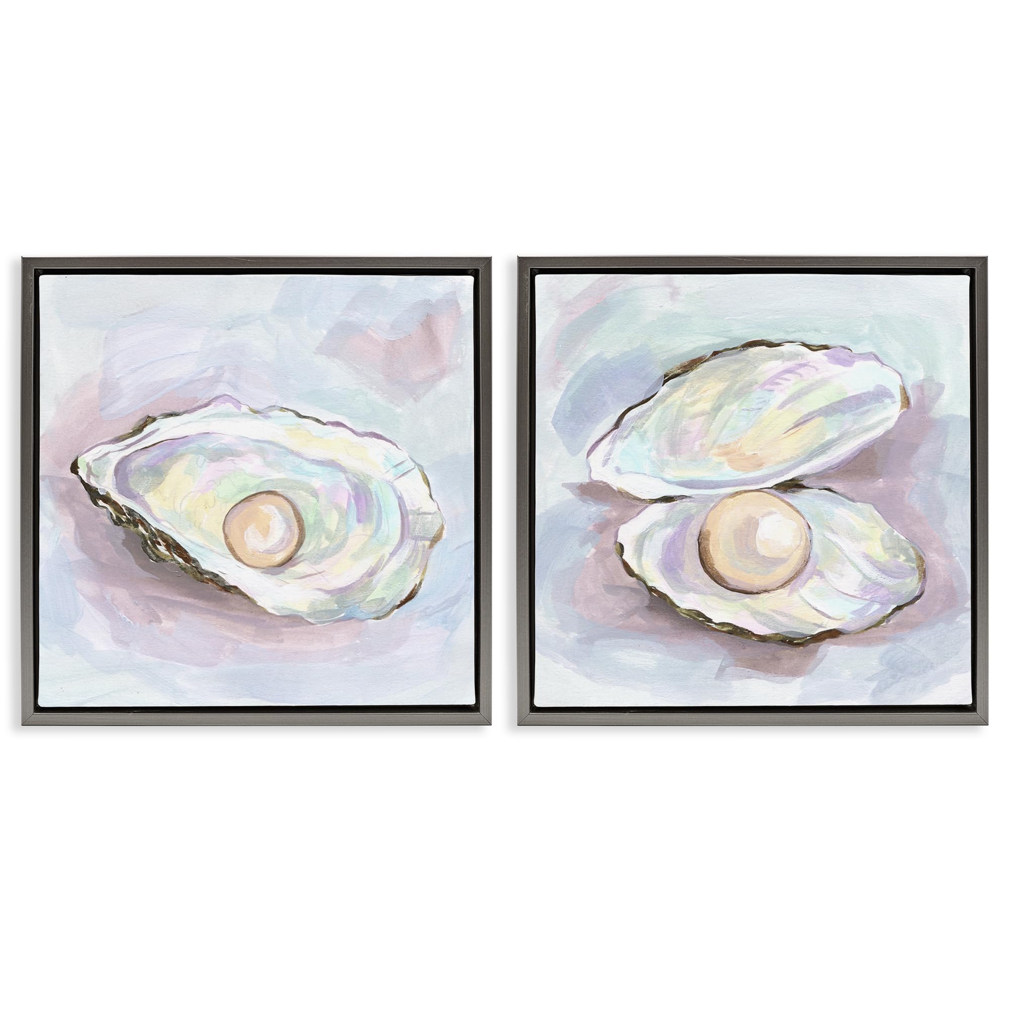 Oyster Pearl Shell Nautical, 17 x 17 Inch Canvas in Floater Frame Set