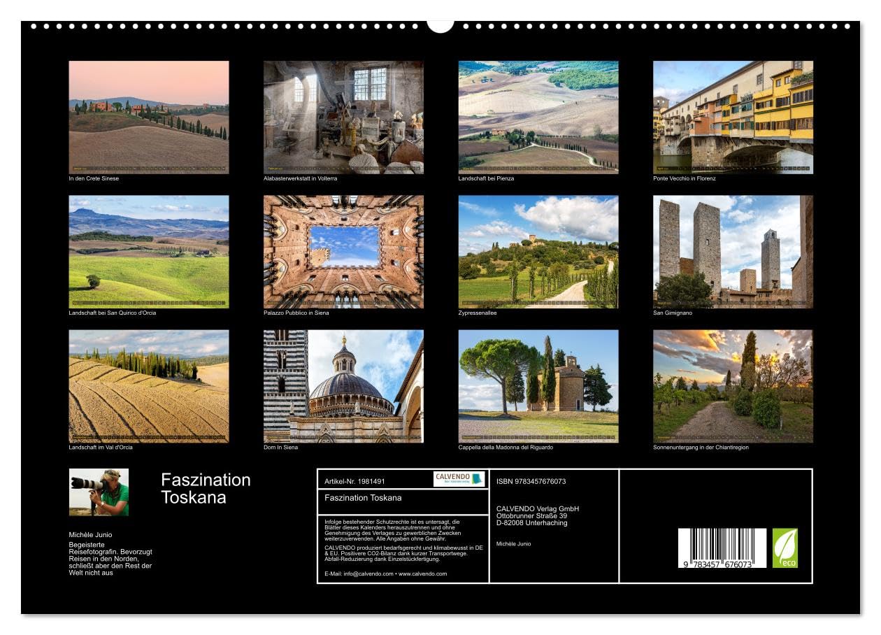 Faszination Toskana (hochwertiger Premium Wandkalender 2026 DIN A2 quer), Kunstdruck in Hochglanz: Landschaften und Architektur aus Italiens zauberhafter Toskanaregion (CALVENDO Orte)