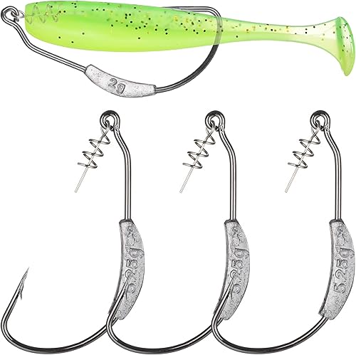 Miniatura 10 de Twistlock - Ganchos con peso, 25 ganchos para pesca de plástico suave, sin hierbas, con pasador de centrado, ganchos de pesca para agua salada y