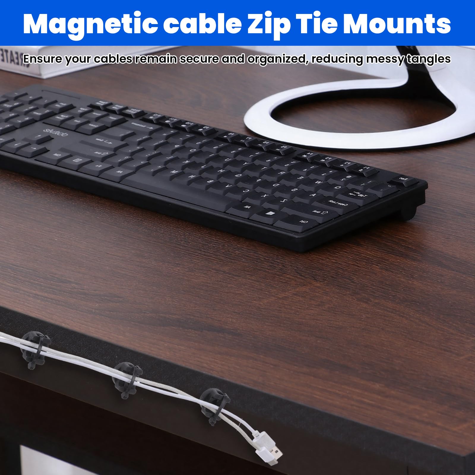 16 soportes magnéticos con cremallera para cables, base magnética para cables, clips de gestión de cables multiusos, abrazaderas de alambre para suministros eléctricos