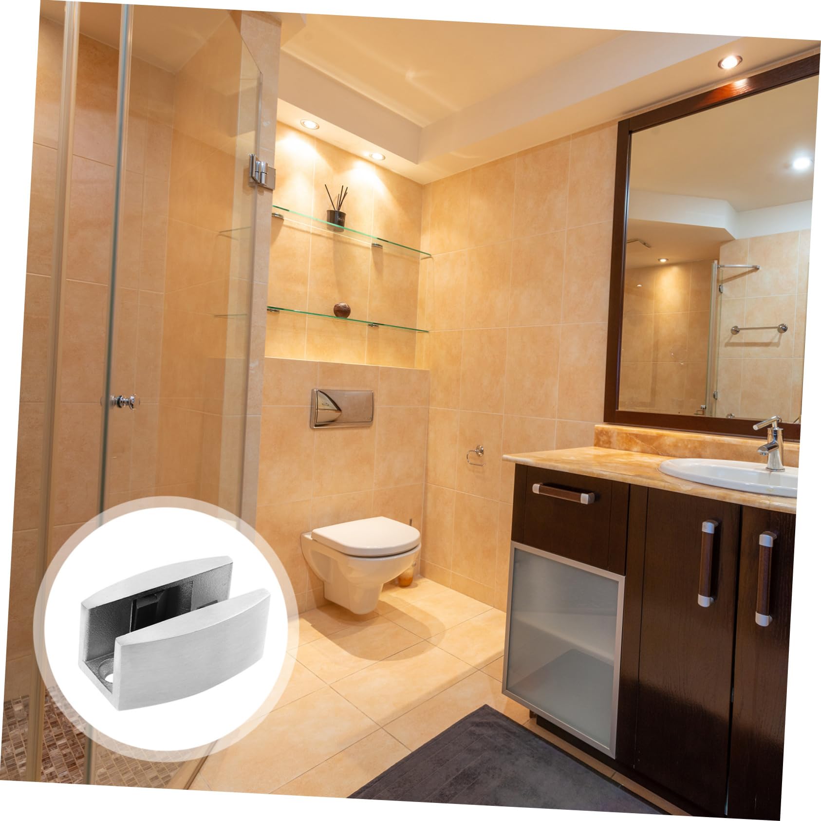 Gadpiparty 2 Pcs Bathroom Glass Door Locator Stainless Steel Locator Wall Mount Door Stopper White Easy Install