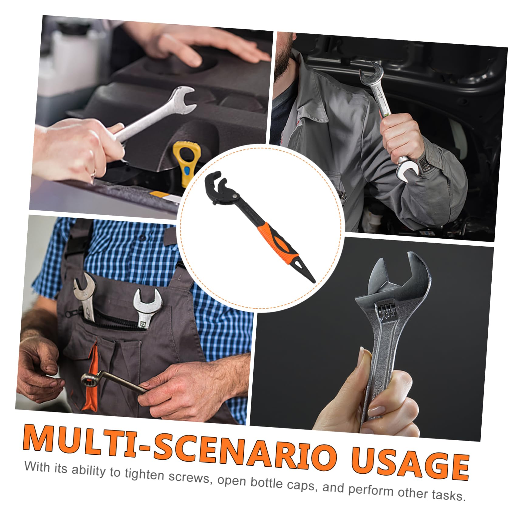 Llave Inglesa Diseño Compacto y Ligero Ajustable Multifuncional, de Acero al Carbono, para Fontanería y Mantenimiento de Lavabo y Fregadero