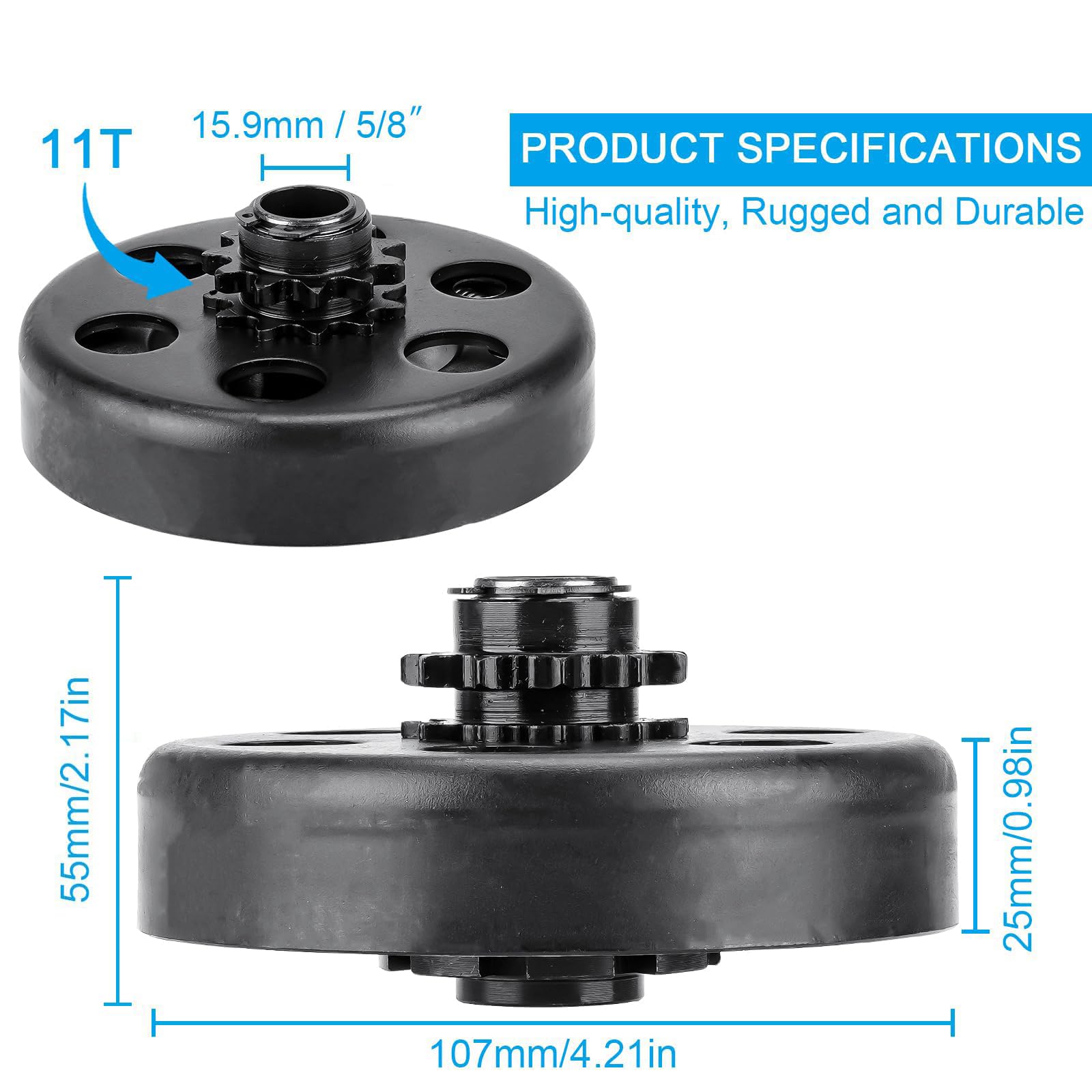 YOUXMOTO Embrague Go Kart de 5/8 pulgadas de diámetro de 11 dientes para embrague #35 Chain Predator 212, embrague centrífugo 11T perfecto para Go Kart, Minibike y Fun Kart Engine