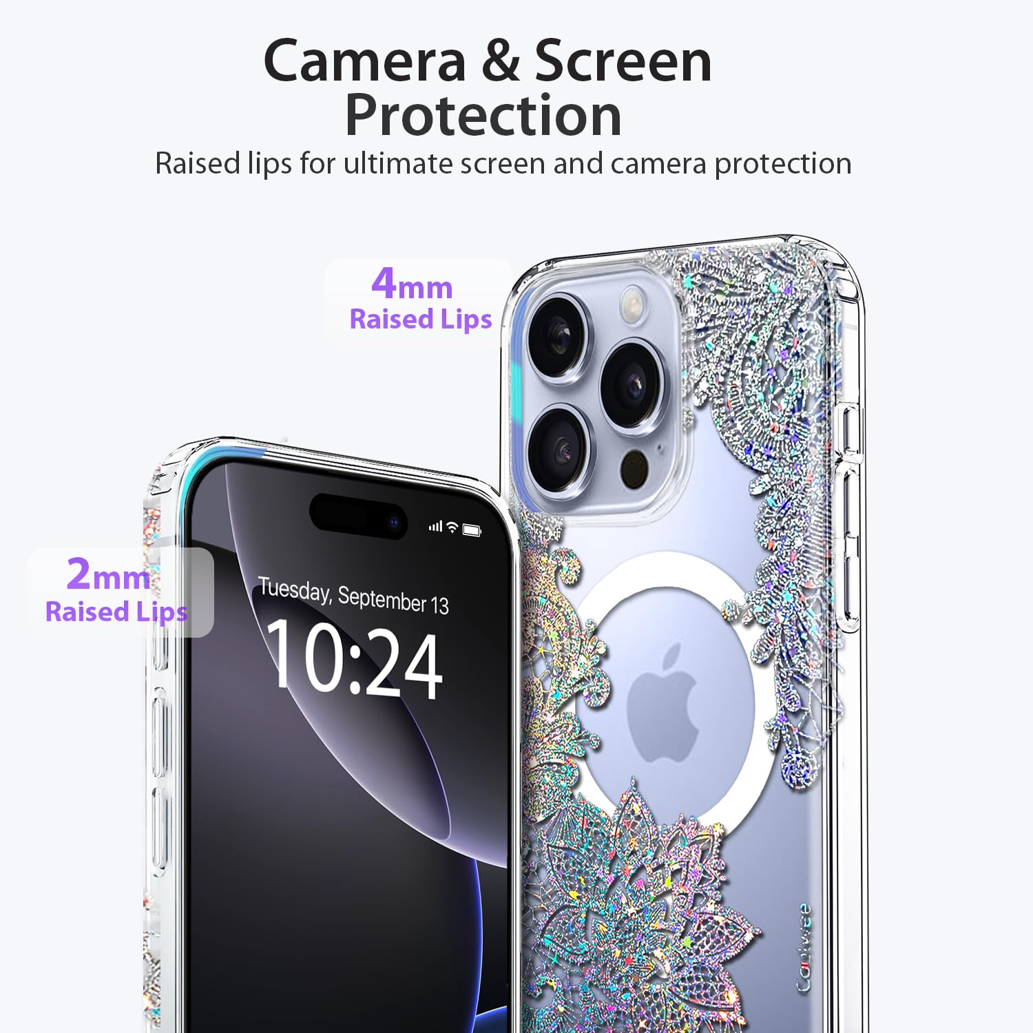Coolwee Magnetic For IPhone 16 Pro Case Rose Gold, Compatible With MagSafe, For Men Cute Women Girls, 10FT Military Grade Protective Cover For IPhone 16 Pro Phone Clear Transparent Pineapple - View #8