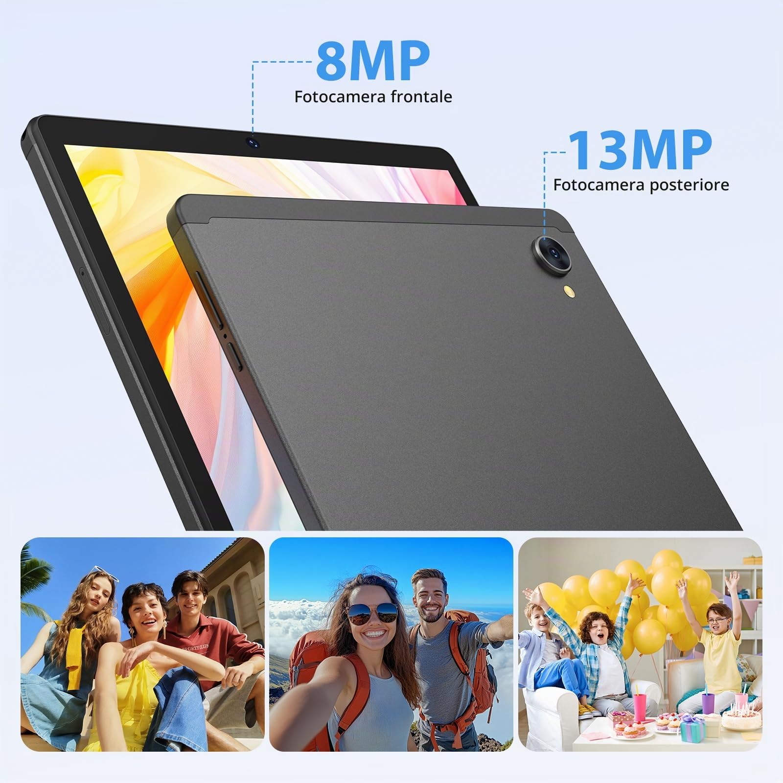 2K Android 15 Tablets, 36GB RAM+512GB ROM (2TB TF), 4G LTE+5G WiFi, Tablet 10,6 Pollici, Octa-Core, 2000 * 1200FHD, 8000mAh, 13MP+8MP, GPS, Tablet in offerta con tastiera ect (Nero)