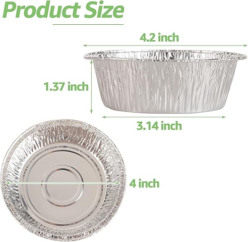 Miniatura 2 de Oungy Paquete de 200 moldes desechables de papel de aluminio de 4 pulgadas, mini moldes para tartas, moldes para tartas individuales para tartas de