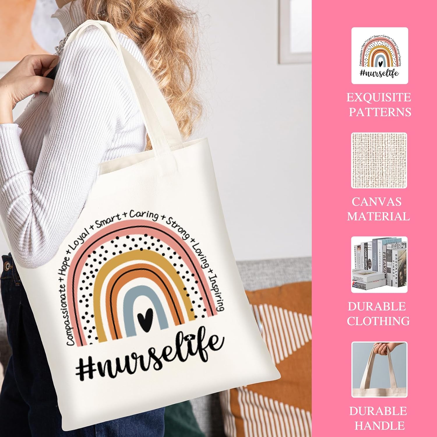 Nurse Christmas Gift Set 16oz Glass Cup Work Tote Bag Box for Women Nurses - Appreciation, Thank You, Holiday Presents for RNs Practitioners - Image 5