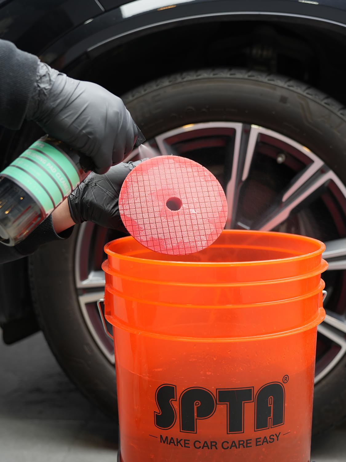 SPTA Polierpads, 5 Stück 150 mm Exzenter-Polierpads und 1 Stück Mikrofaser-Polierpads, Schaumstoff-Polierpad zum Compounding, Polieren und Wachsen, für 150 mm Trägerplatte Autopolierer