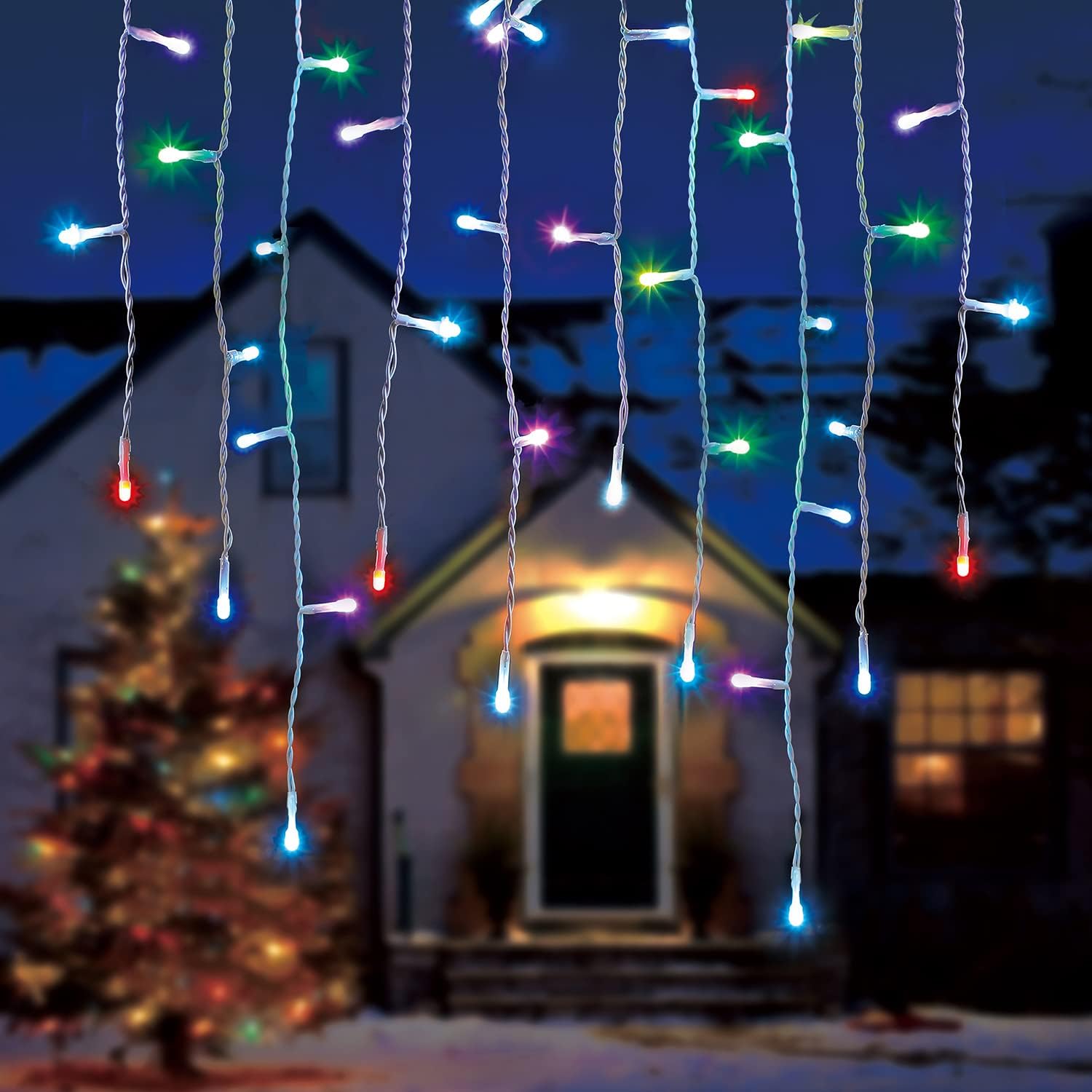 Home Heritage Luminations Christmas Holiday Party Lights, Twinkly Smart App Control, 7-Foot String of Icicle Style, 50 RGB LED Bulbs (5 Pack)