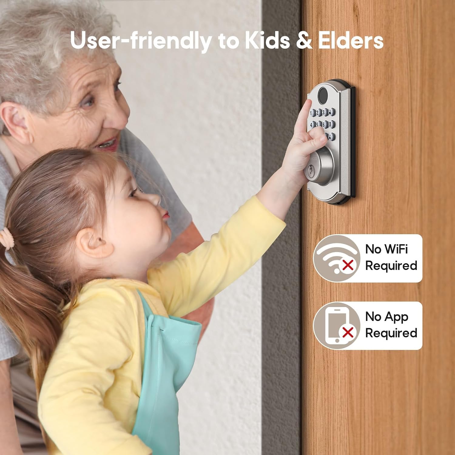 M19 Fingerprint Door Lock, Smart Keyless Entry Deadbolt for Front Door SN | 100 Fingerprints, 50 User Codes, Keyless Entry, 0.3s Recognition, Auto Locking, IP54 Waterproof, USB-C Backup Power