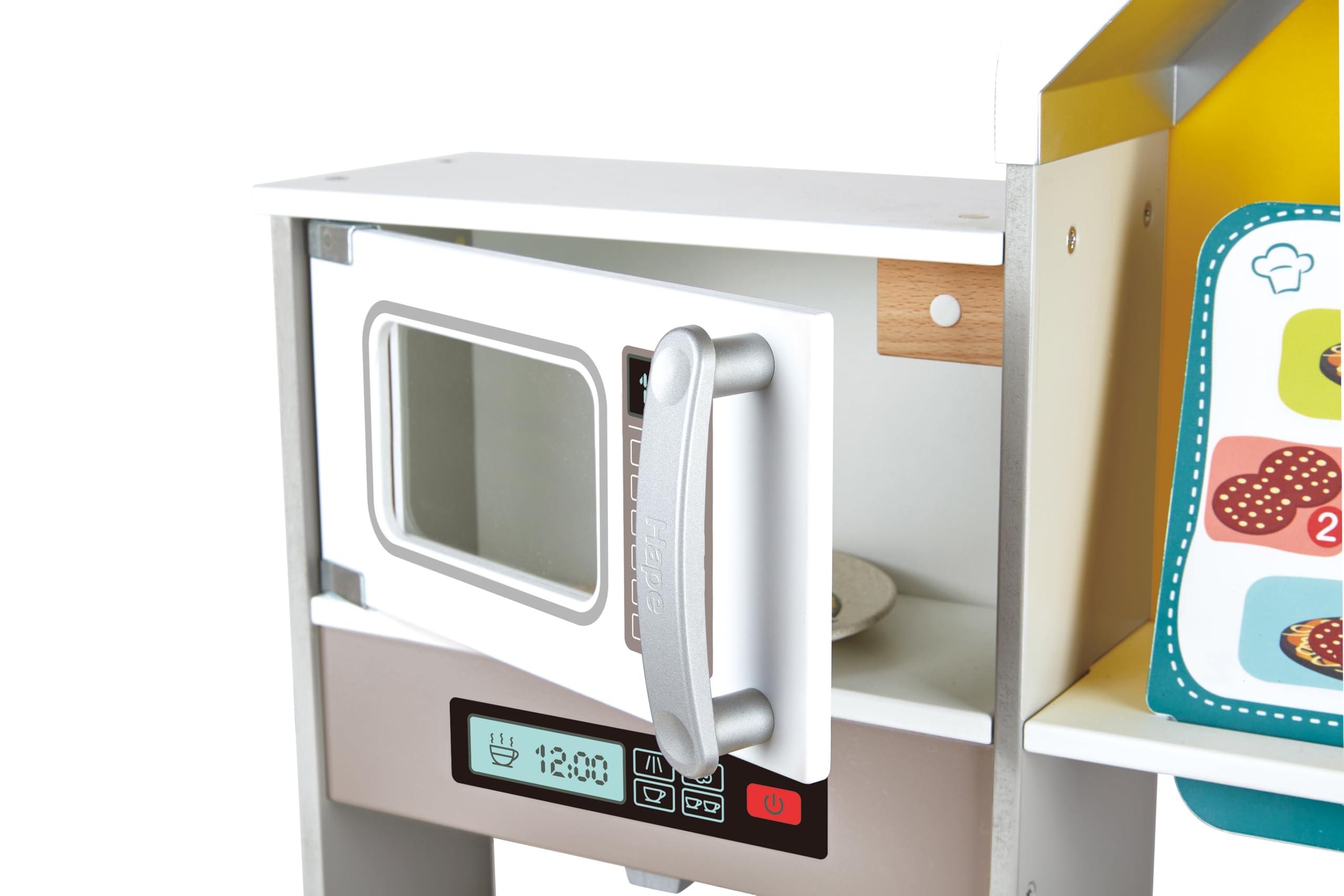 Hape Deluxe Spielküche mit Mikrowelle - Holz Kinderküche, Spielküche mit Zubehör, Herd, Backofen & Spüle, Fördert Rollenspiel & Kreativität, für Kinder ab 3 Jahren