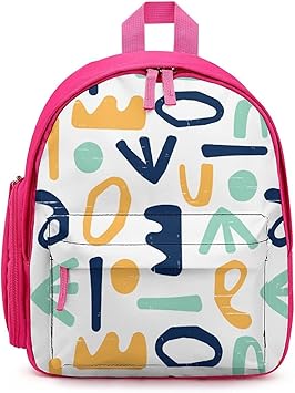 Amazon シンプル キッズ リュック 男の子 女の子 プリント バックパック 幼稚園 小学校 軽量 ランドセル 小さな 通学 入学 子供の学校の贈り物 さまざまな形のイラスト Pt Amour リュックサック