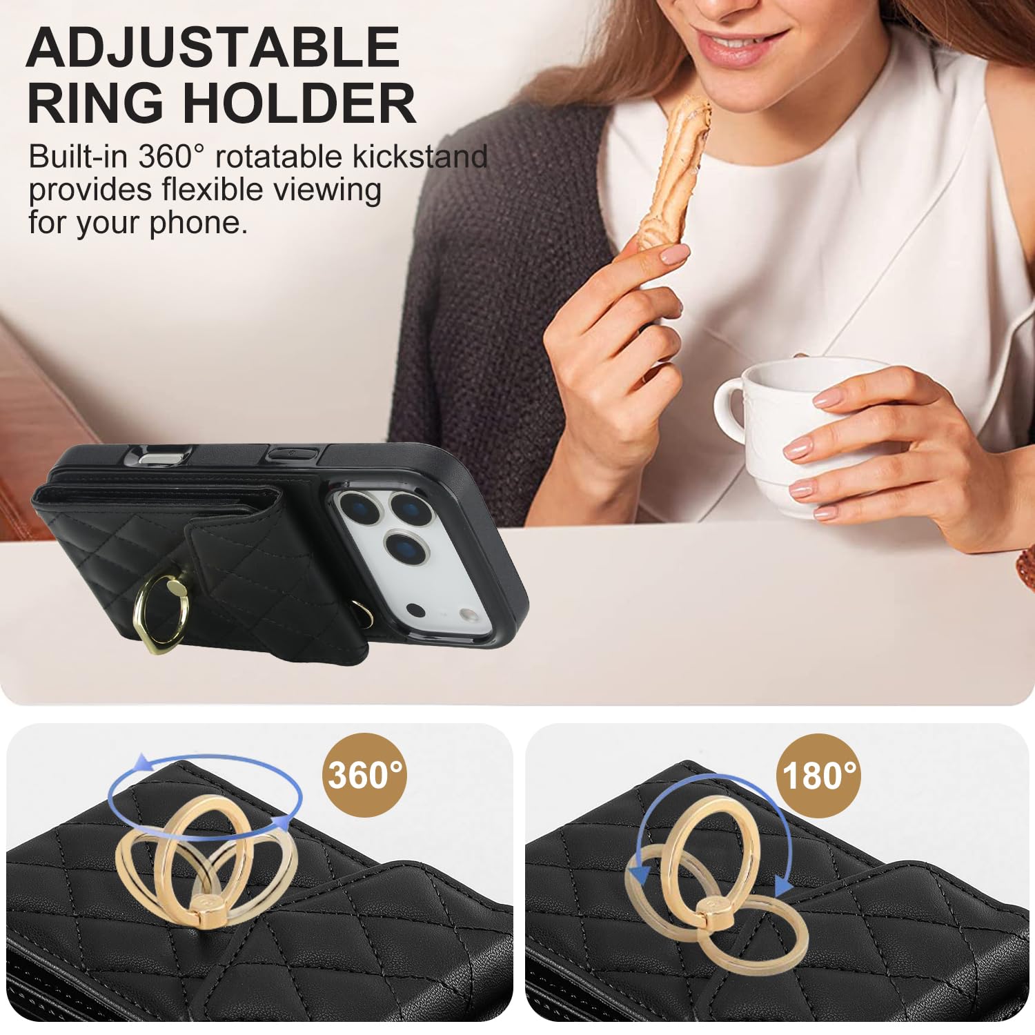 Funda tipo cartera para teléfono 18 Pro Max con tarjetero, soporte