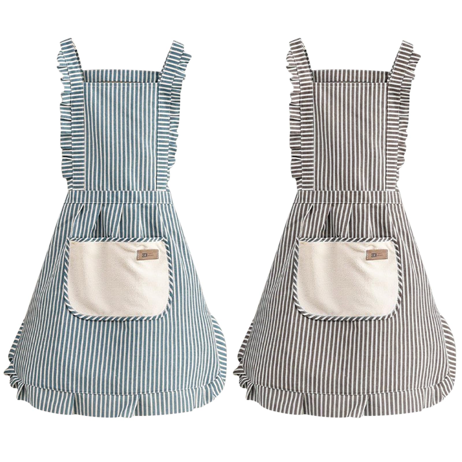 2 Piezas Delantal Antiincrustante y Ajustable, Delantal de Cocina, Mandiles con Bolsillos para Cocinar y Hornear para Mujeres, Hombre y Pareja (Floral)