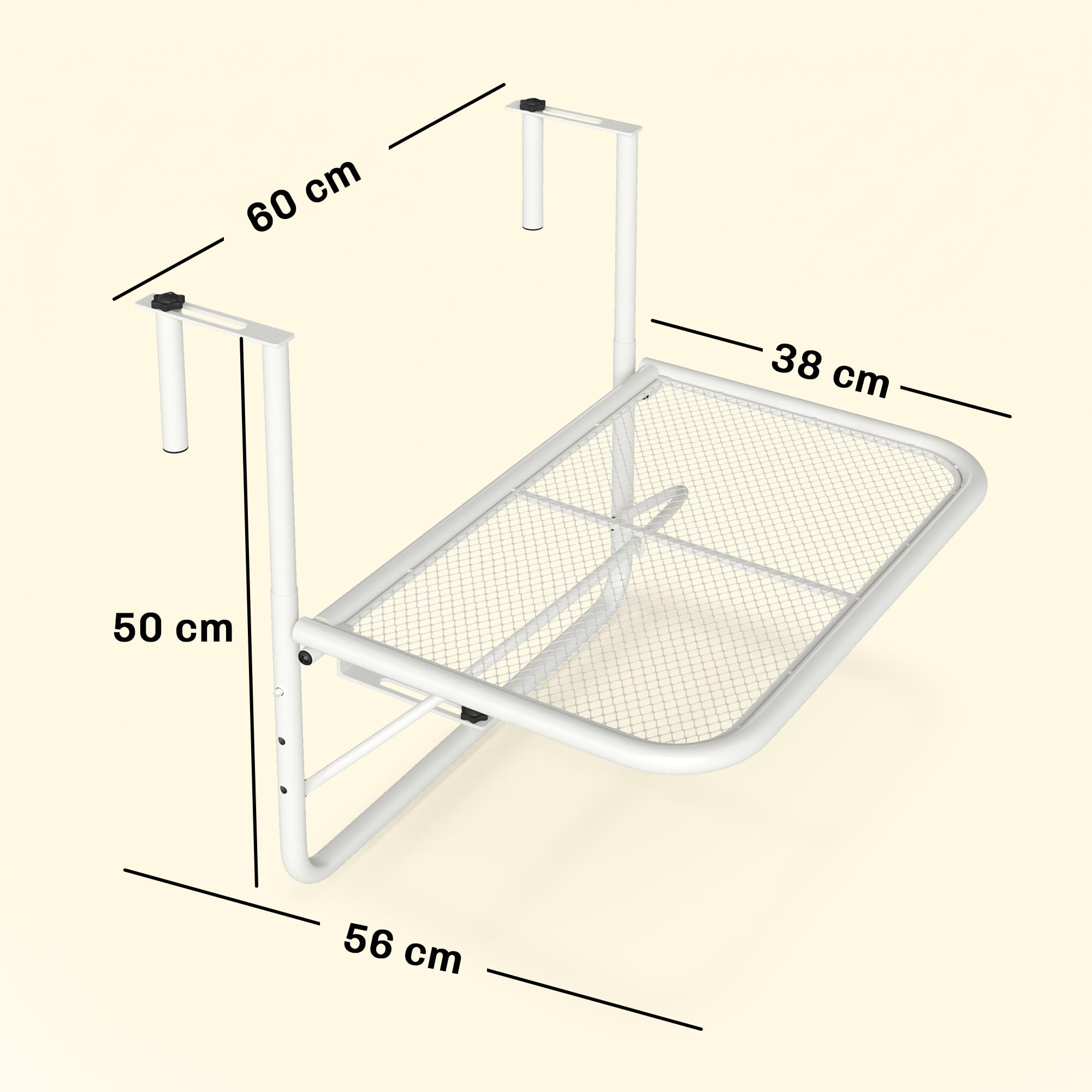 Outsunny Table Suspendue réglable pour Rampe de Balcon, Rectangle, Blanc