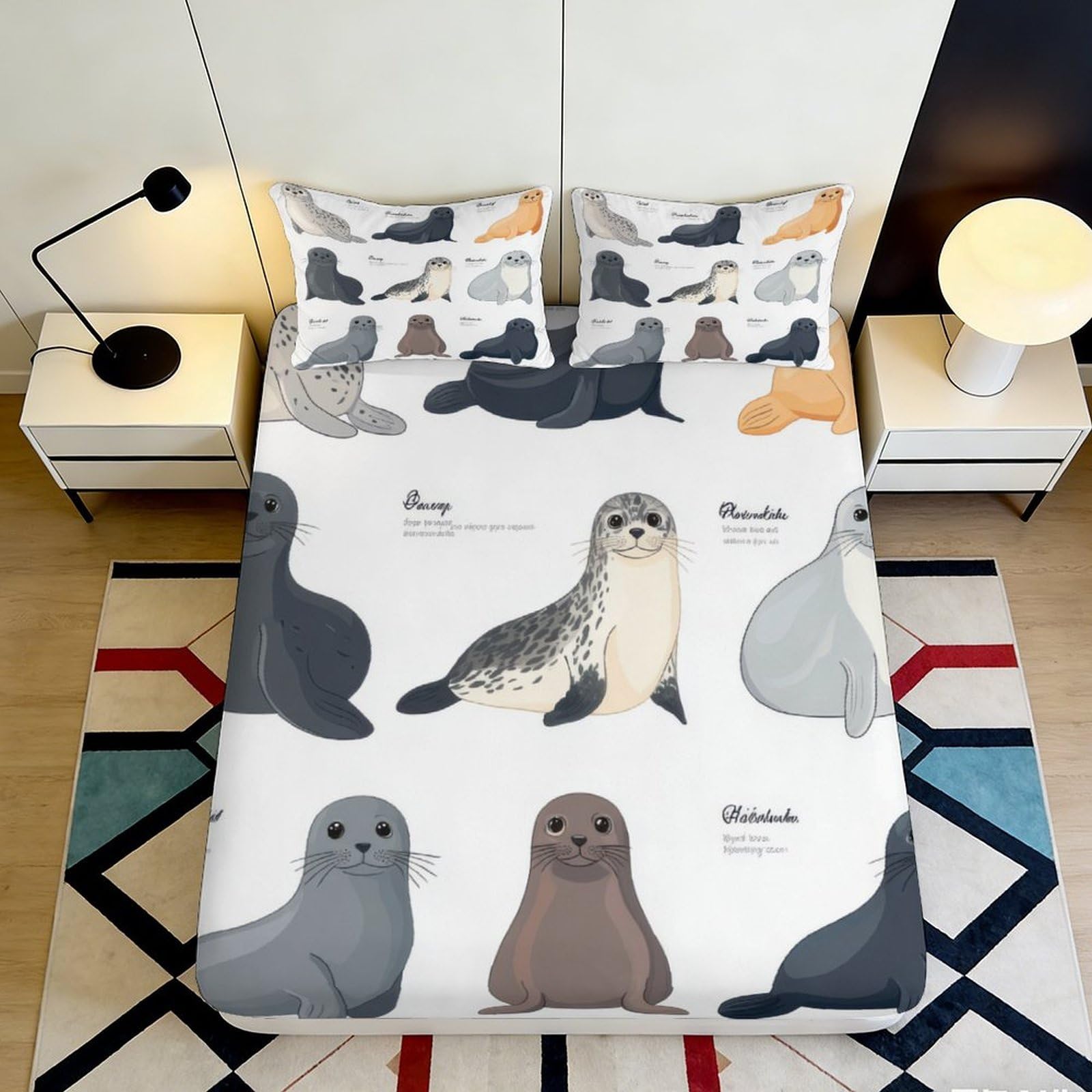 3D Printed Horse Pattern Fitted Sheet Microfiber Deep Pocket for Bedroom Bedding Elastic Hem Mattress Fitted Cover 90x200x25cm