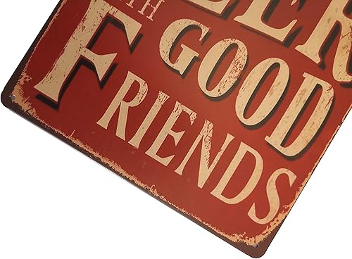 Miniatura 4 de Letrero ERLOOD antiguo de hojalata para decoración "Drink Good Beer with Good Friends" de 12 in x 8 in