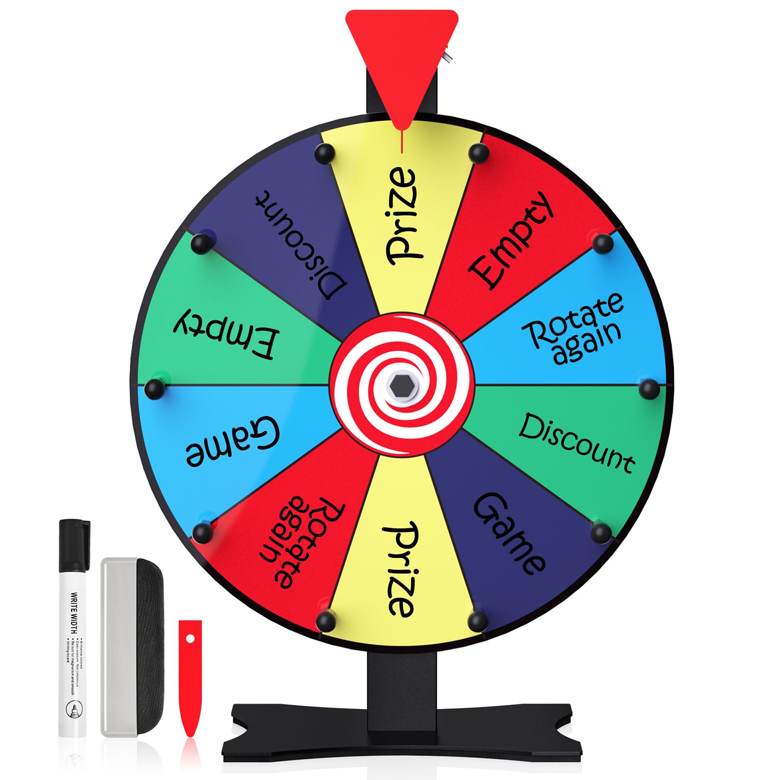 12 Inch Spinning Wheel for Prizes - Prize Wheel, 10 Slots Color Spinner with Stand, Table Prize Wheel Spinner for Trade Shows, Carnivals, and Home Game (12 inch)