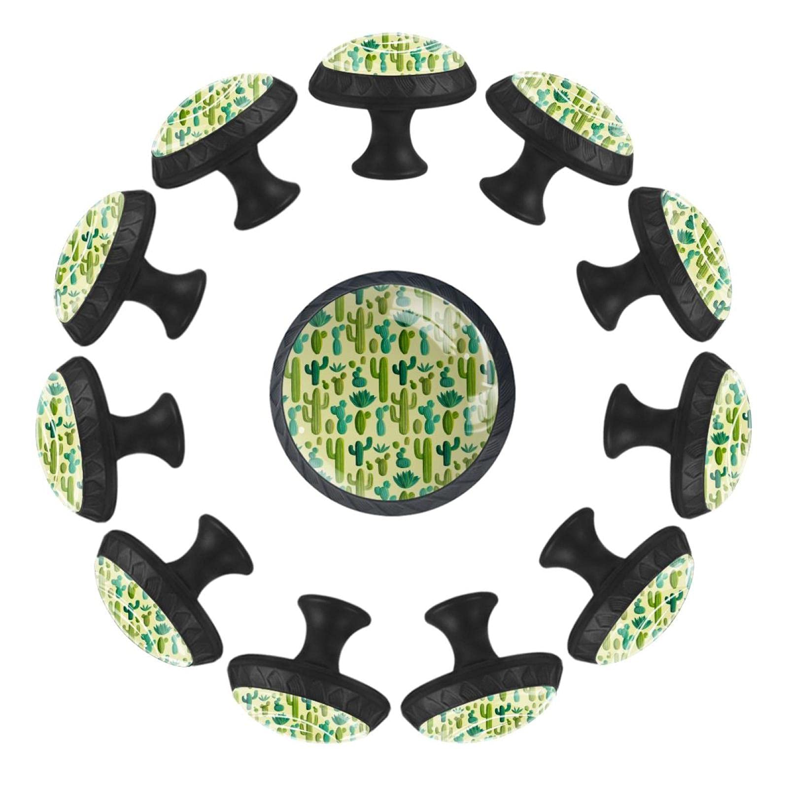 Boutons de tiroir ronds motif cactus pour décorer la salle de jeux et la crèche