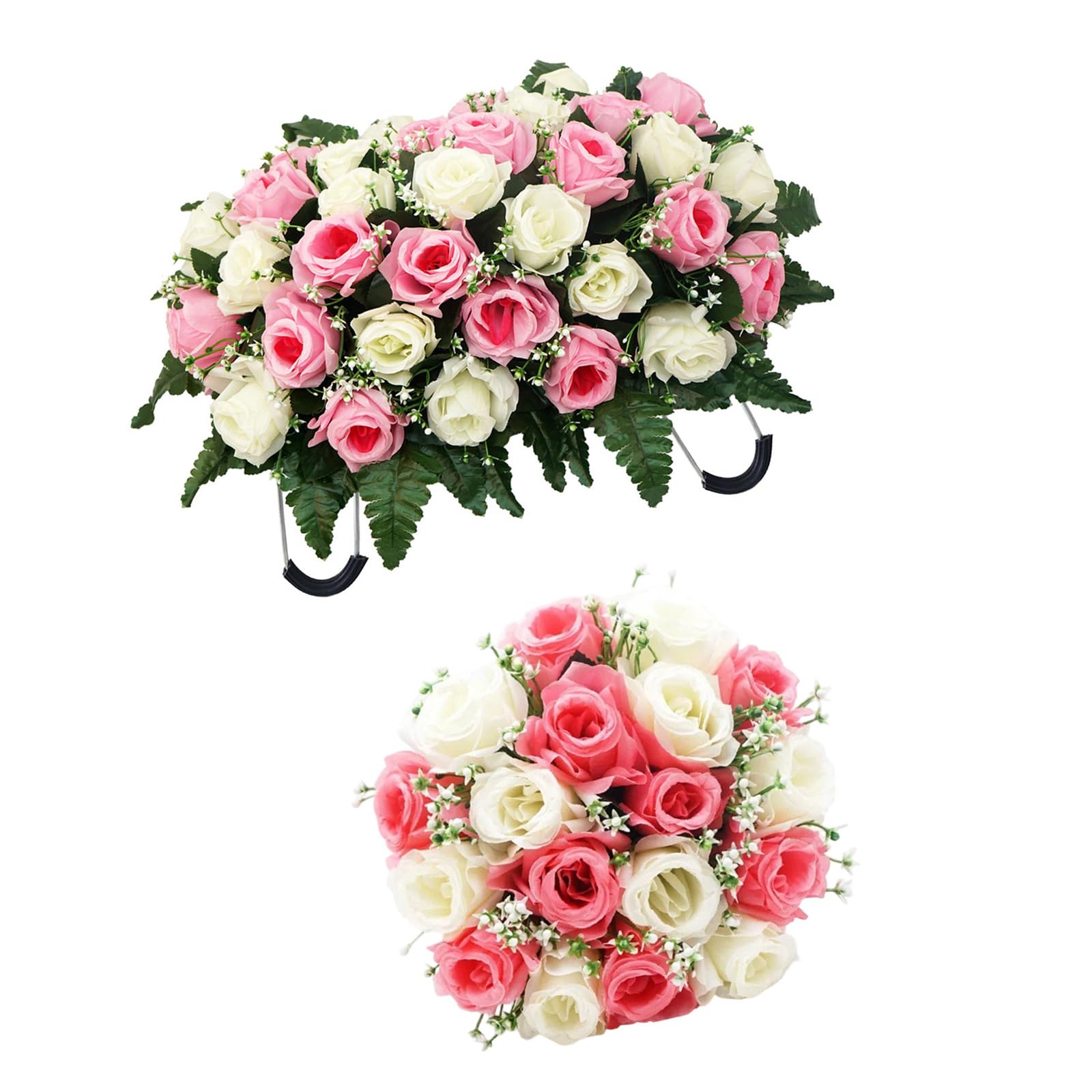 NMFLAB Of 1 Realistic Silk Rose Flower for Cemetery Decoration Mixed Colors Handcrafted Memorial Floral Arrangement Permanent Grave Flower