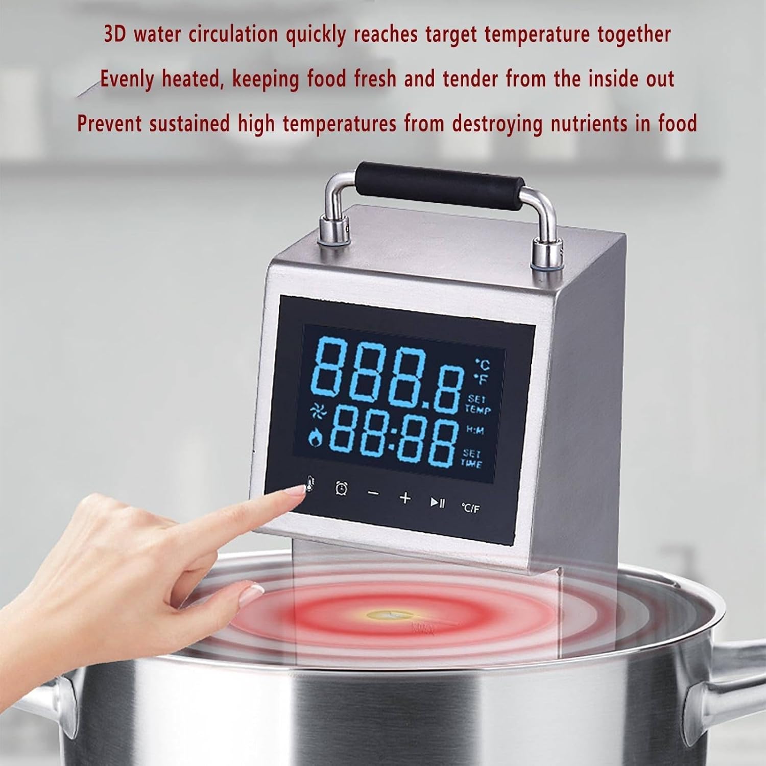 Sous Vide Machine 80L/time,2000W Fast Heating Immersion Circulator Cooker with Screen,3D Water Cycle, Retain Nutrients