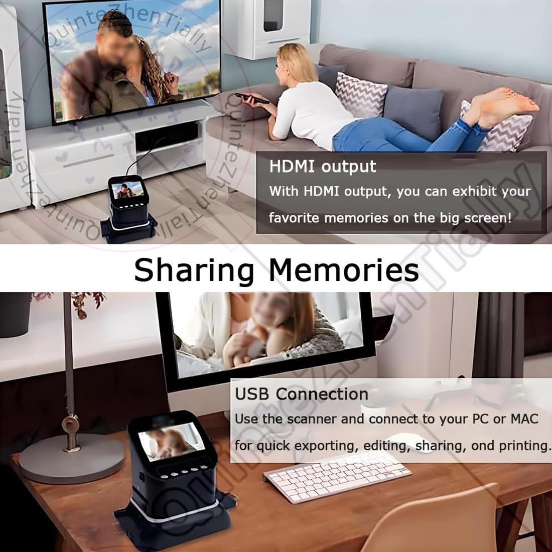 Escáneres Fotográficos Negativos Diapositivas Película Alta Resolución,Escáner Digital Películas Diapositivas,Integrada 128 MB,para Familias Amantes Cine