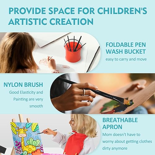 Miniatura 25 de Colorful Juego de pintura de tela con 6 pinceles, 1 paleta, 26 colores, impermeable, kit de pintura textil permanente para adultos a artes en ropa