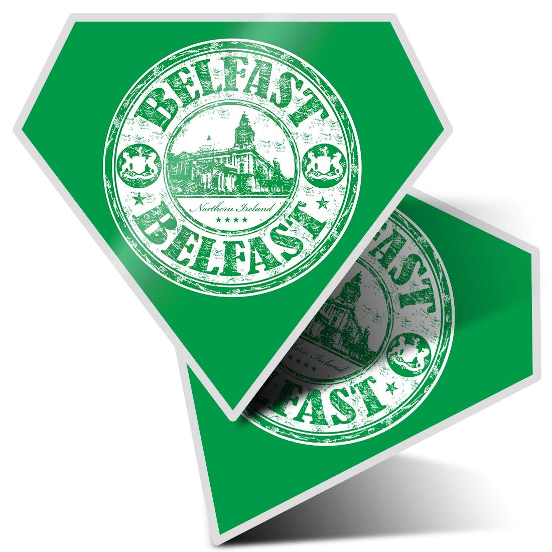 Destination Vinyl Ltd Multi 2 X Diamond Stickers 7.5 Cm - Belfast Northern Ireland Travel Ireland Fun Decals For Laptops,Tablets,Luggage,Scrap Booking,Fridges, #5964