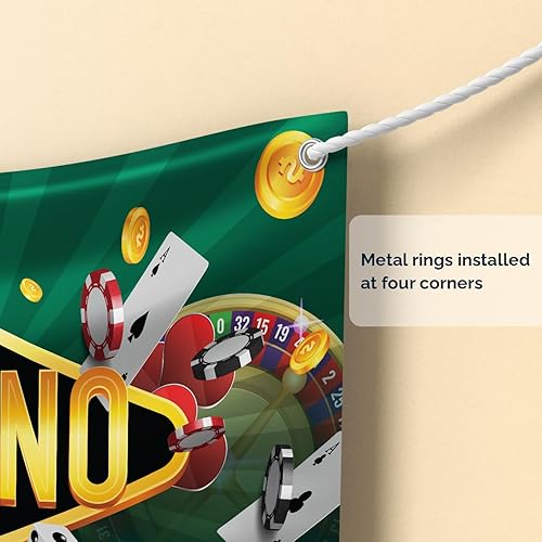 Miniatura 2 de Telón de fondo de fiesta nocturna de casino, tarjetas de ruleta de póquer, decoración de fondo temático, decoración de fondo verde, rojo y dorado,