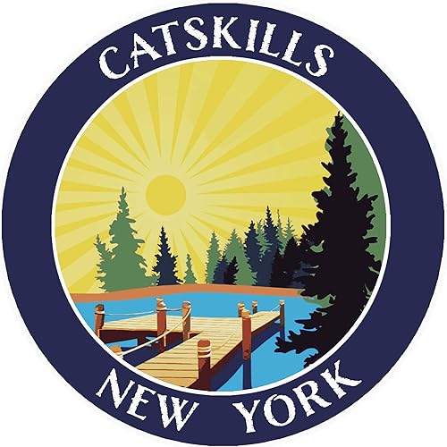 Lake Dock - Catskills - Nueva York 3.5" DIY Adhesivo de vinilo adhesivo de aventura vacaciones tema novedad apliques
