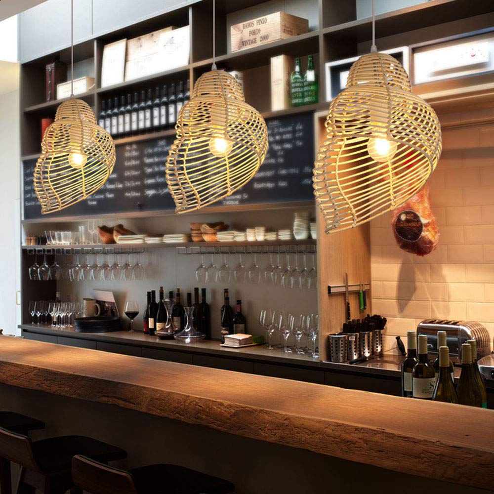 Lanterne da parete esterne Intrecciate a mano Bamboo Rattan Lanterna di vimini Lampadari Lampada a sospensione in rattan Lampada a sospensione Home Cafe Restaurant Lampada a mano Retro industriale