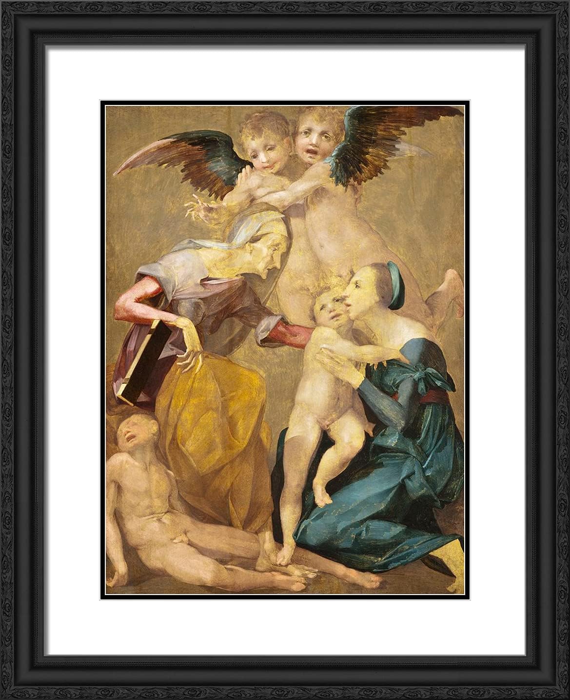 ArtDirect Fiorentino Rosso 20x24 Gold Ornate Framed Art Print with Double Matting Titled: The Holy Family